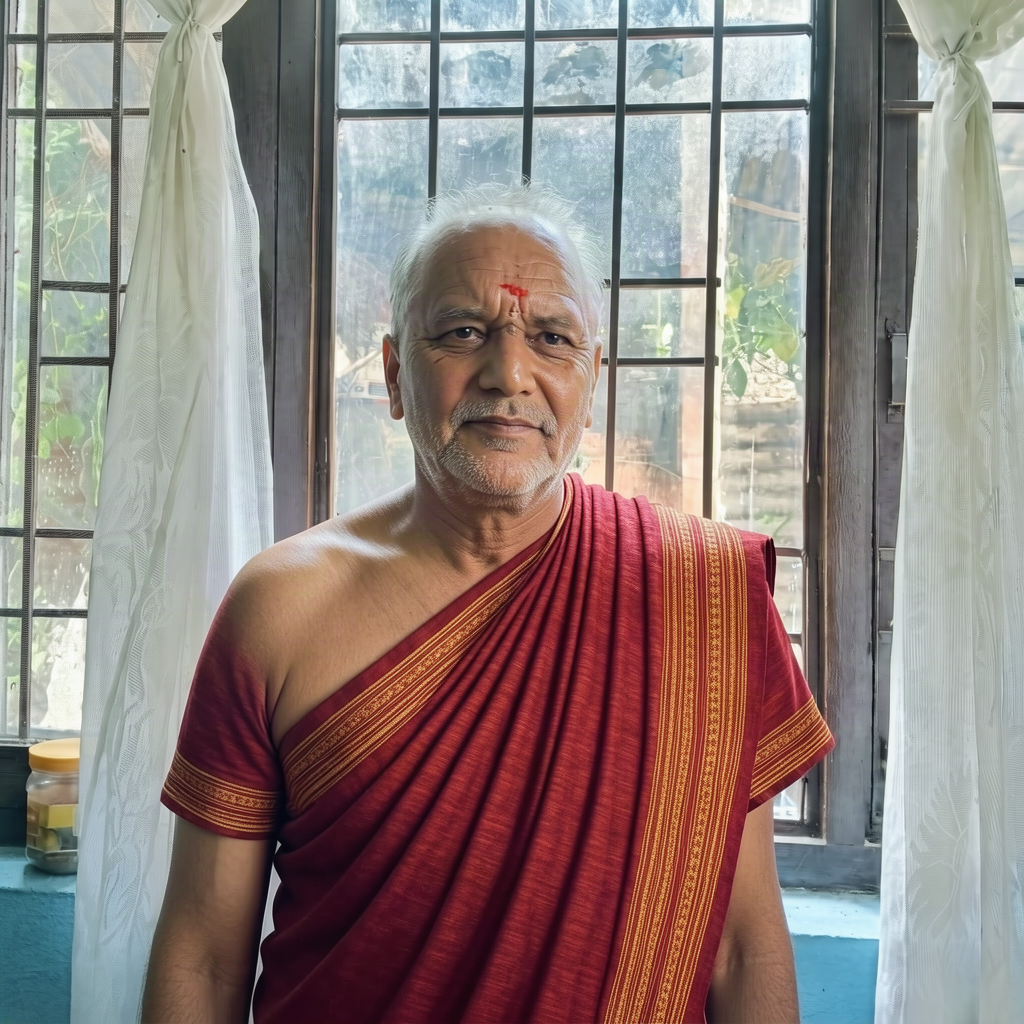 An old guy with traditional nepali cloth wear