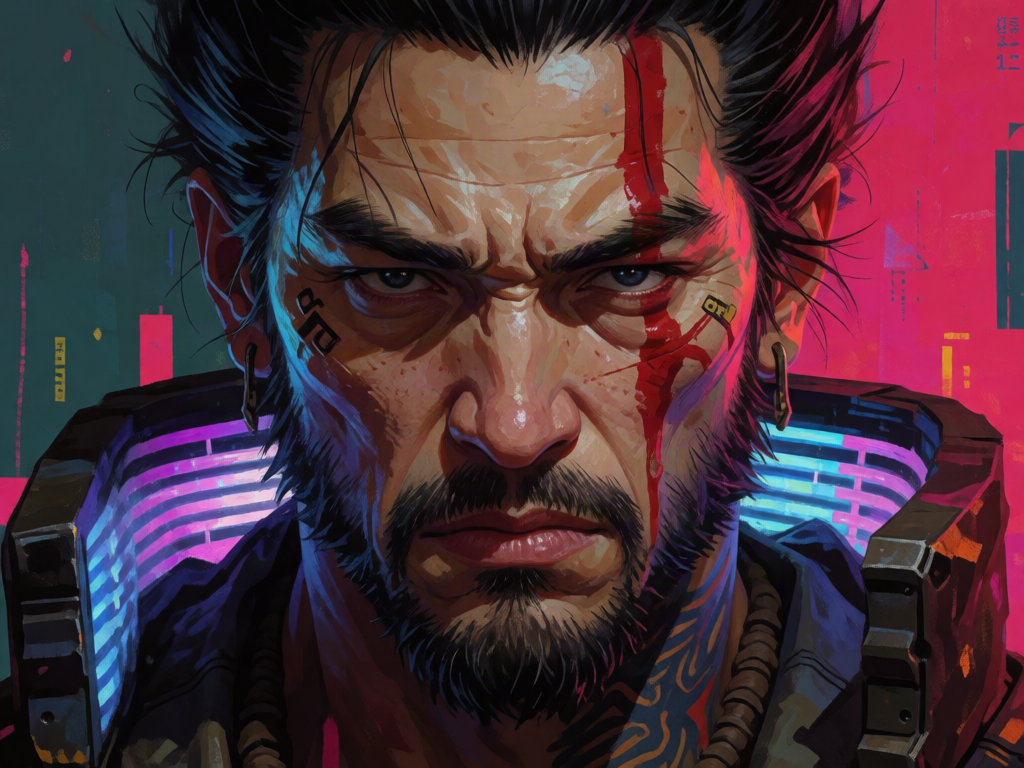 masterpiece, best quality, amazing quality, highly detailed digital illustration, rich textures, cyberpunk yakuza
